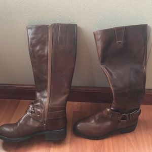 Brown leather boots